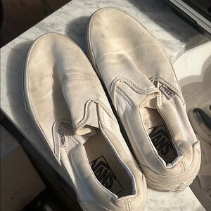 Vans Men's Cream Slip-On Sneakers